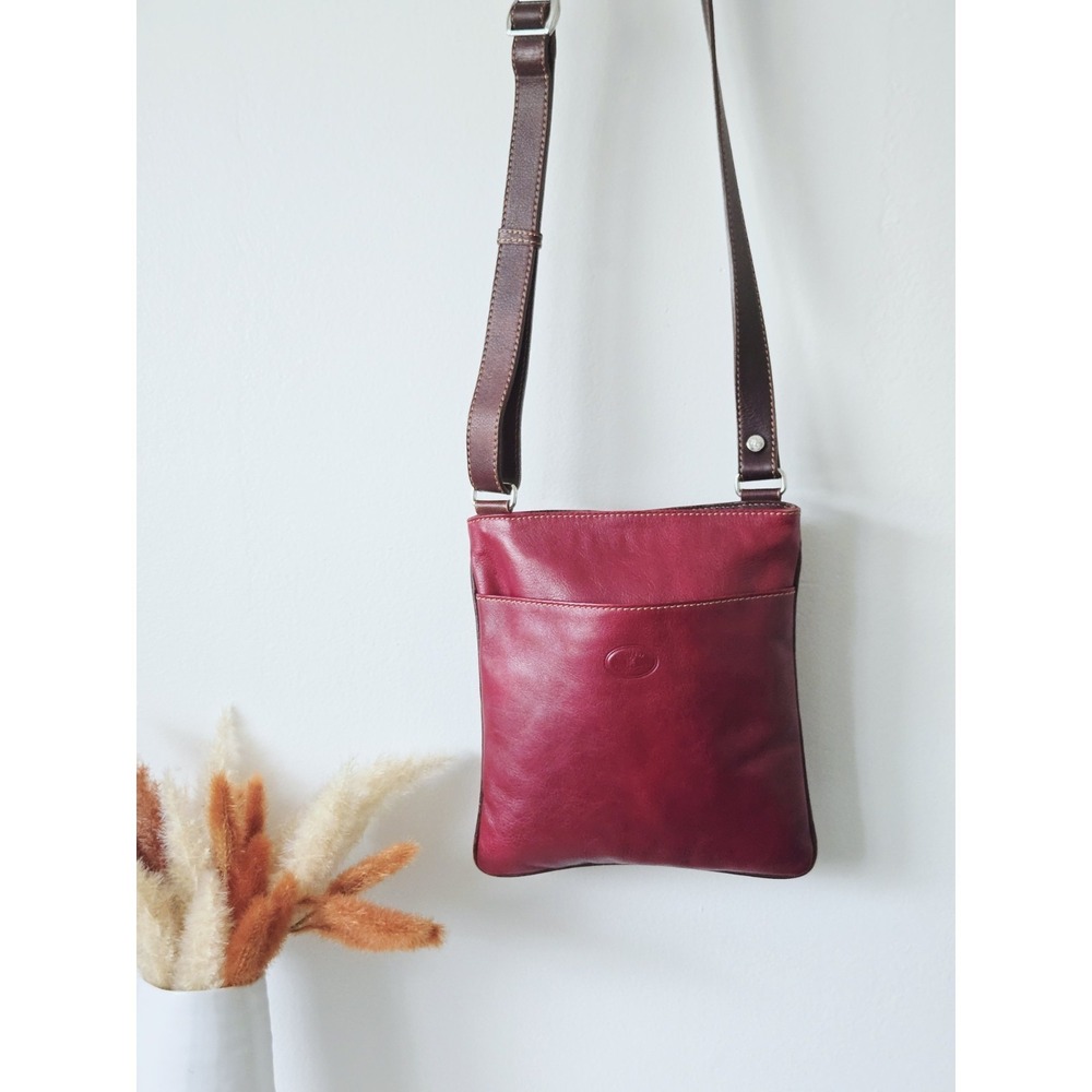 Cuoieria‎ Fiorentina Leather Crossbody Bag Satchel Made In Italy Purse Red